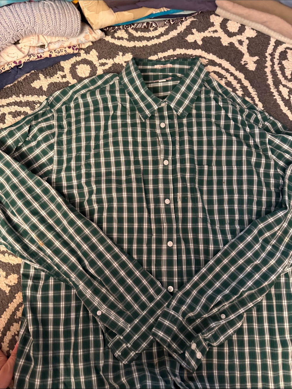 Merona Green Plaid Long-Sleeve Button-Down Shirt